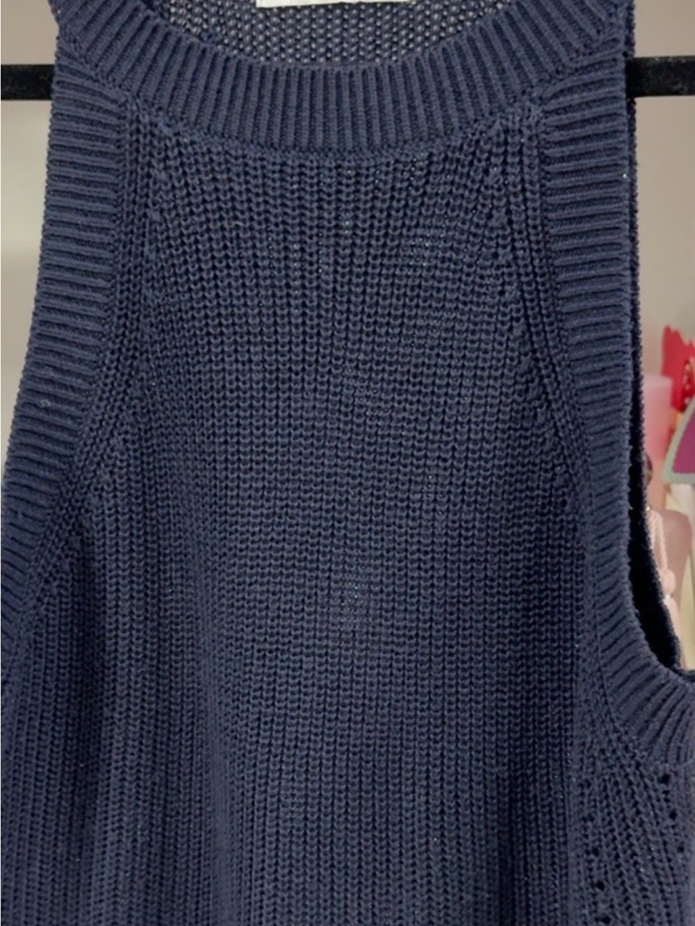 Gentle Fawn Navy Open-Knit Sleeveless Sweater Tank Top S - Picture 5 of 5